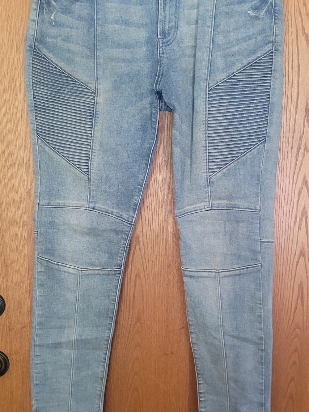 PacSun Light Blue Moto Ribbed Skinny Jeggings